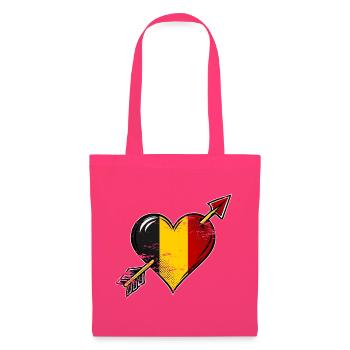 Belgien Flagge Herz mit Pfeil used look - Stoffbeutel - Azalea - Vorne