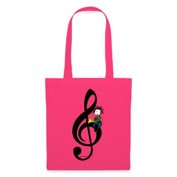 Horn Life – Waldhorn-T-Shirt mit Violinschlüssel - Stoffbeutel - Azalea - Vorne