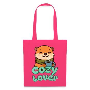 Otter mit Kaffee Cozy Charm - Stoffbeutel - Azalea - Vorne