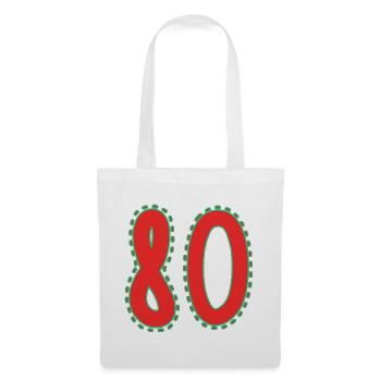 80. 80 ANS. 80e ANNIVERSAIRE. ANNIVERSAIRE 80 ANS. - Sac en tissu - blanc - Devant
