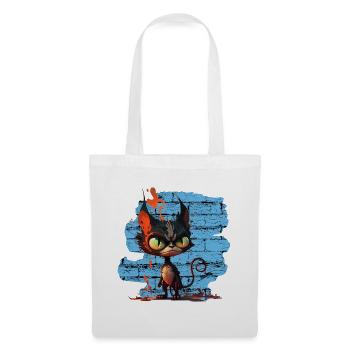 Lustige Katze - Stoffbeutel - Weiß - Vorne