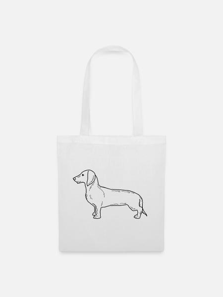 Dackel – Minimalistisches Hunde-Design - Stoffbeutel - Weiß