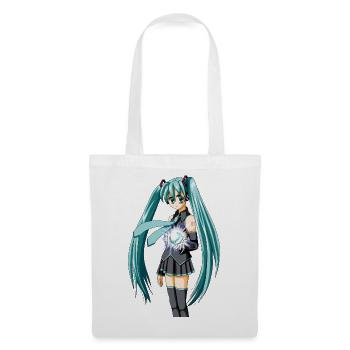 Miku. Manga / Anime süßes Mädchen - Stoffbeutel - Weiß - Vorne