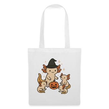 Halloween Axolotl Familie mit Kürbis - Stoffbeutel - Weiß - Vorne
