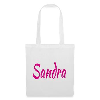 Sandra Script Pink auf Schwarz - Stoffbeutel - Weiß - Vorne