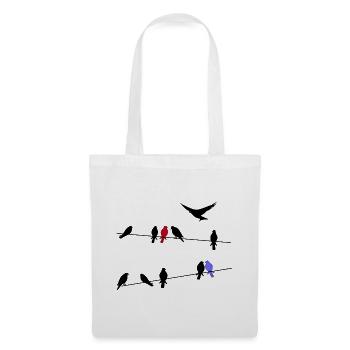Vogel schwarze Zugvögel auf einer Stromleitung - Stoffbeutel - Weiß - Vorne