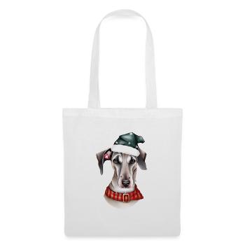 Ein Whippet-Hund im Weihnachtsmannkostüm - Stoffbeutel - Weiß - Vorne