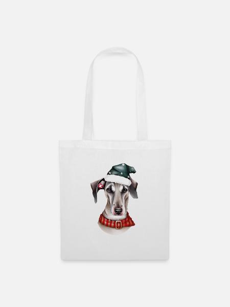 Ein Whippet-Hund im Weihnachtsmannkostüm - Stoffbeutel - Weiß