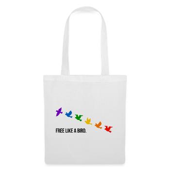 Free like a bird, in Regenbogenfarben - Stoffbeutel - Weiß - Vorne
