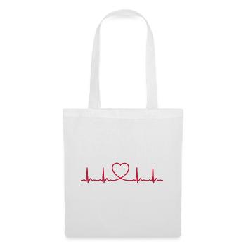 Ligne ECG du battement cardiaque Vecteur d’ondes d’impulsion médicale - Sac en tissu - blanc - Devant