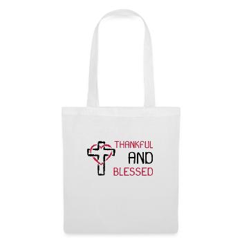Dankbar und Gesegnet Kreuz Symbol Geschenk - Stoffbeutel - Weiß - Vorne