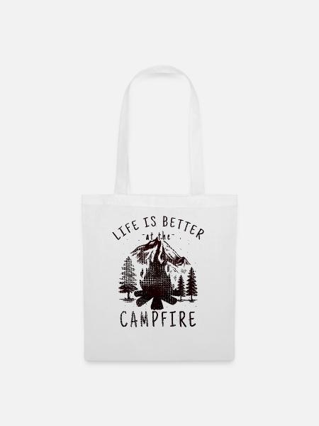 Lagerfeuer Camping Sprüche - Stoffbeutel - Weiß