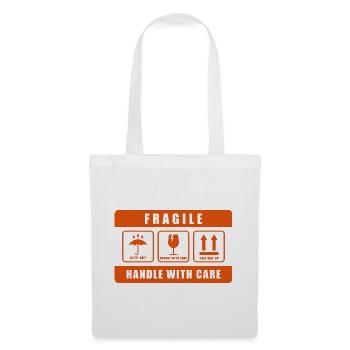 Fragile Handle with Care Versandetikett - Stoffbeutel - Weiß - Vorne