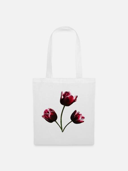 Tulpen weinrote Tulpe - Stoffbeutel - Weiß