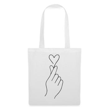 Koreanisches Fingerherz – Minimalistisches Love Sy - Stoffbeutel - Weiß - Vorne