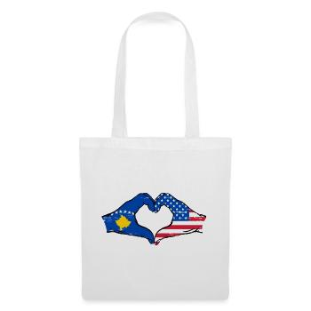 Kosovo USA Flagge Hände Herzform used - Stoffbeutel - Weiß - Vorne