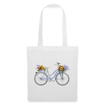 Fahrrad mit Lavendel - Stoffbeutel - Weiß - Vorne