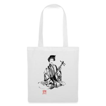 Japaner spielen Shamisen - Stoffbeutel - Weiß - Vorne