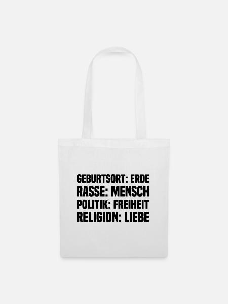 Erde Mensch Freiheit Liebe - Stoffbeutel - Weiß