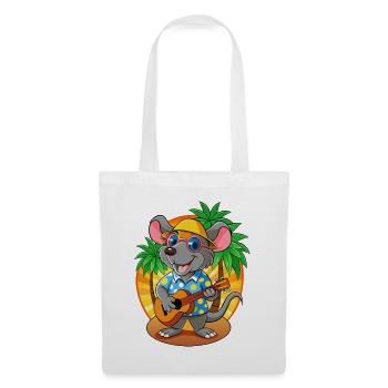 Lustige Ratte Cartoon Sommer Strand Sonnenbrille Gitarre - Stoffbeutel - Weiß - Vorne
