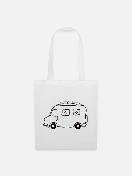 wohnmobil weltenbummler zeichnung - Stoffbeutel - Weiß