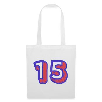 15. 15 ANS. 15e ANNIVERSAIRE. ANNIVERSAIRE 15 ANS. - Sac en tissu - blanc - Devant