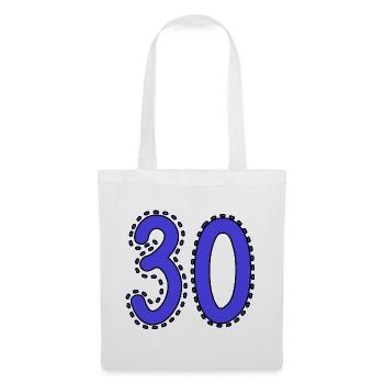 30. 30 ANS. 30e ANNIVERSAIRE. ANNIVERSAIRE 30 ANS. - Sac en tissu - blanc - Devant