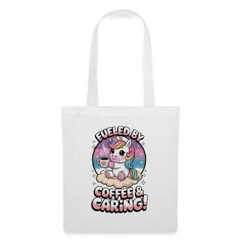 Angetrieben von Kaffee und Fürsorge! - Stoffbeutel - Weiß - Vorne