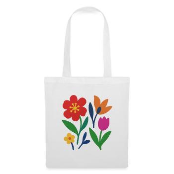 Pop Flowers – bunt & stilisiert - Stoffbeutel - Weiß - Vorne