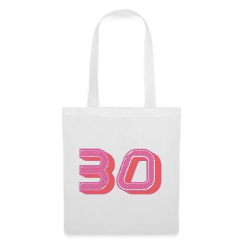 30. 30 ANS. 30e ANNIVERSAIRE. ANNIVERSAIRE 30 ANS. - Sac en tissu - blanc - Devant