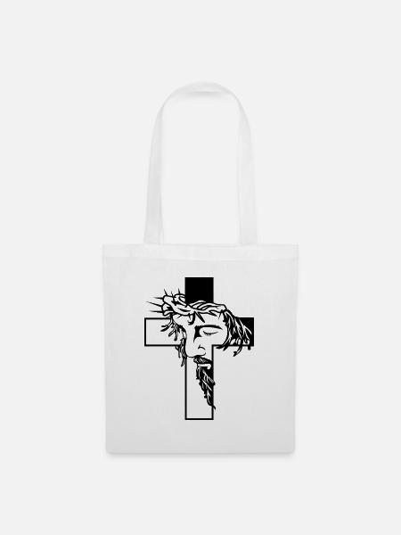 Jesus am Kreuz - Stoffbeutel - Weiß