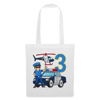 3 Geburtstag Polizei Auto 3 Jahre alt Polizist - Stoffbeutel - Weiß - Vorne