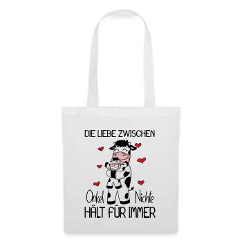Onkel Nichte Liebe Spruch Kuh Kühe Familie - Stoffbeutel - Weiß - Vorne
