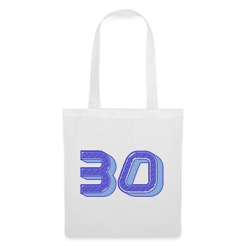 30. 30 ANS. 30e ANNIVERSAIRE. ANNIVERSAIRE 30 ANS. - Sac en tissu - blanc - Devant