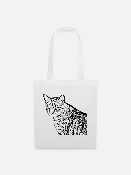 Katze Kätzchen Tigerkatze - Stoffbeutel - Weiß