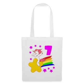 7 Siebter Geburtstag 7 Bday Mädchen Einhorn - Stoffbeutel - Weiß - Vorne