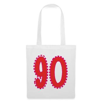 90. 90 ANS. 90e ANNIVERSAIRE. ANNIVERSAIRE 90 ANS. - Sac en tissu - blanc - Devant