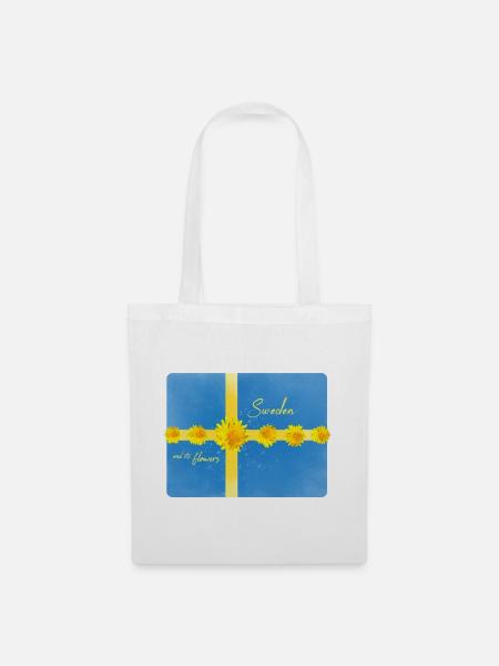 Schweden Blumen Schweden Fahne - Stoffbeutel - Weiß
