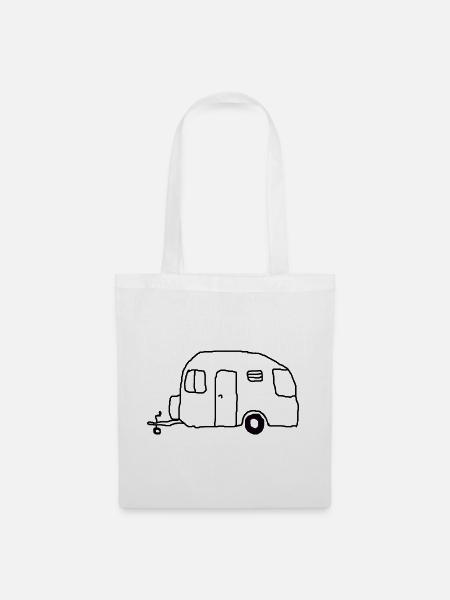 wohnwagen zeichnung - Stoffbeutel - Weiß
