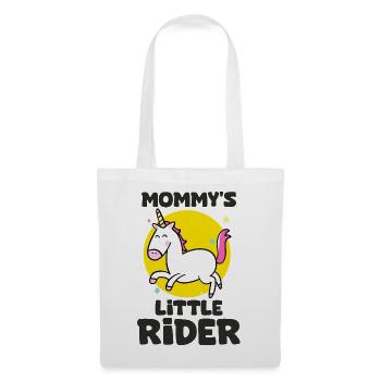 Kleine Mama Baby Reiter reiten - Stoffbeutel - Weiß - Vorne