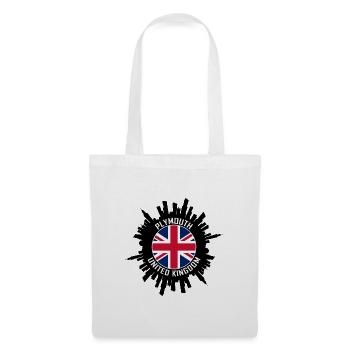 Plymouth Skyline UK Flagge Reise-Souvenir - Stoffbeutel - Weiß - Vorne
