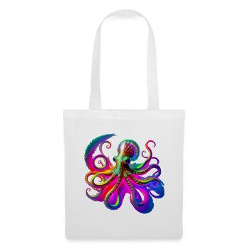 Pieuvre Néon psychédélique - Sac en tissu - blanc - Devant