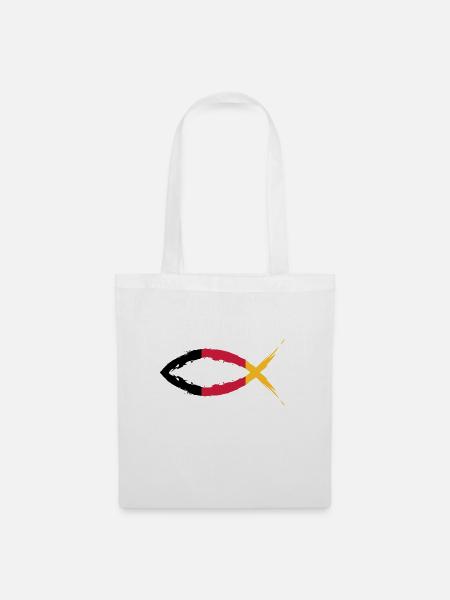 Fisch Symbol Christentum Deutschlandfahne - Stoffbeutel - Weiß