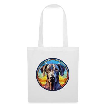 Deutsche Dogge Hunderasse Aquarellglas - Stoffbeutel - Weiß - Vorne