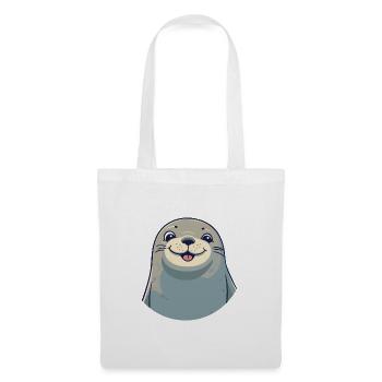 Siegelkarikatur Kawaii Aquarellillustration - Stoffbeutel - Weiß - Vorne