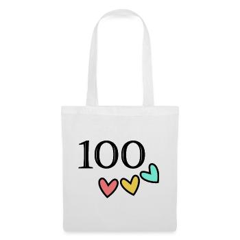 100. 100 JAHRE. 100-JÄHRIGES JUBILÄUM. 100. GEBURTSTAG - Stoffbeutel - Weiß - Vorne