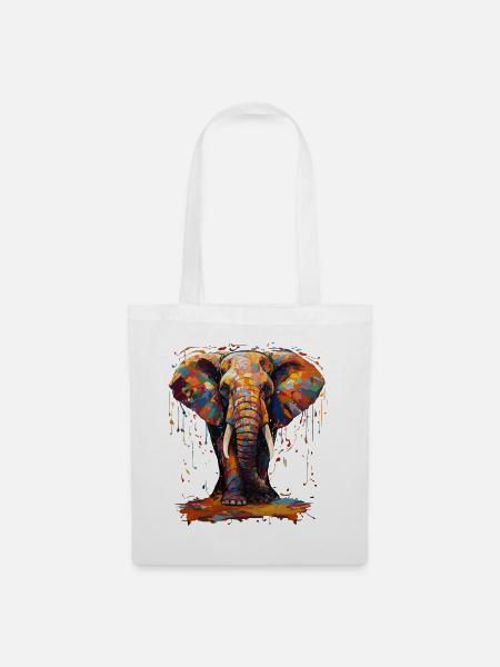 Elephant farbenfroh - Stoffbeutel - Weiß