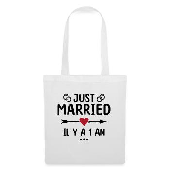 Cadeau Anniversaire De Mariage 1 An Noces De Coton - Sac en tissu - blanc - Devant