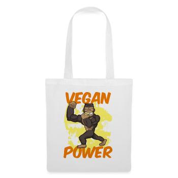 Vegan Power Gorilla Veganer Veganerin - Stoffbeutel - Weiß - Vorne