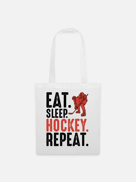 Roter Hockey-Spieler Silhouette - Stoffbeutel - Weiß